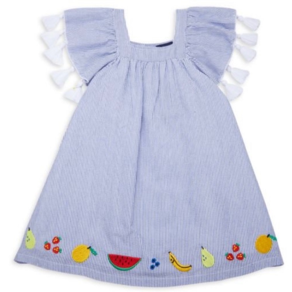 Blue seersucker tassel dress
